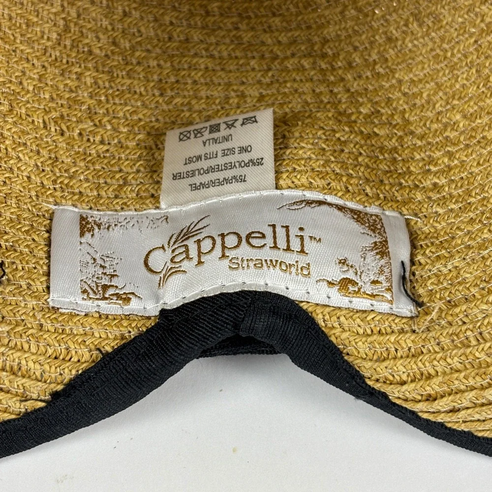 Cappelli Straworld Sun Hat Womens OS Tan Black Wide Brim Adjustable
